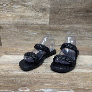 Dolce Vita Jambo Black Braided Flat Slide Sandals Women's Size 7.5/8